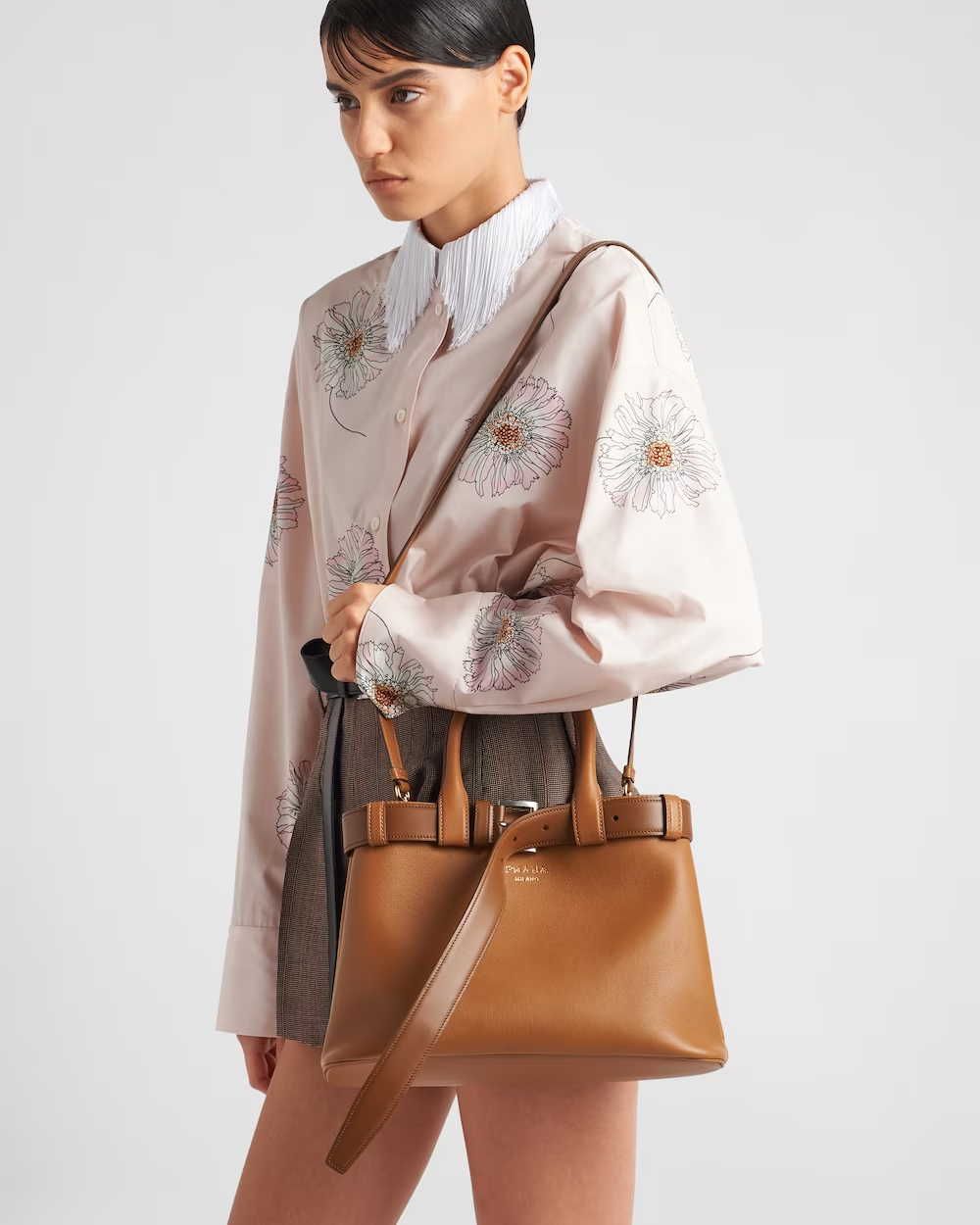 Prada Buckle medium leather handbag with belt